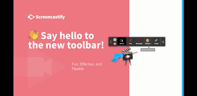 A GIF of the new toolbar moving