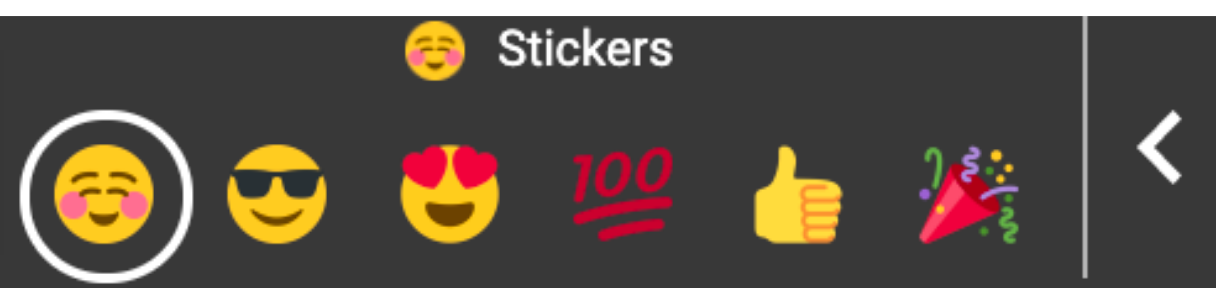A picture of the sticker options in the new toolbar